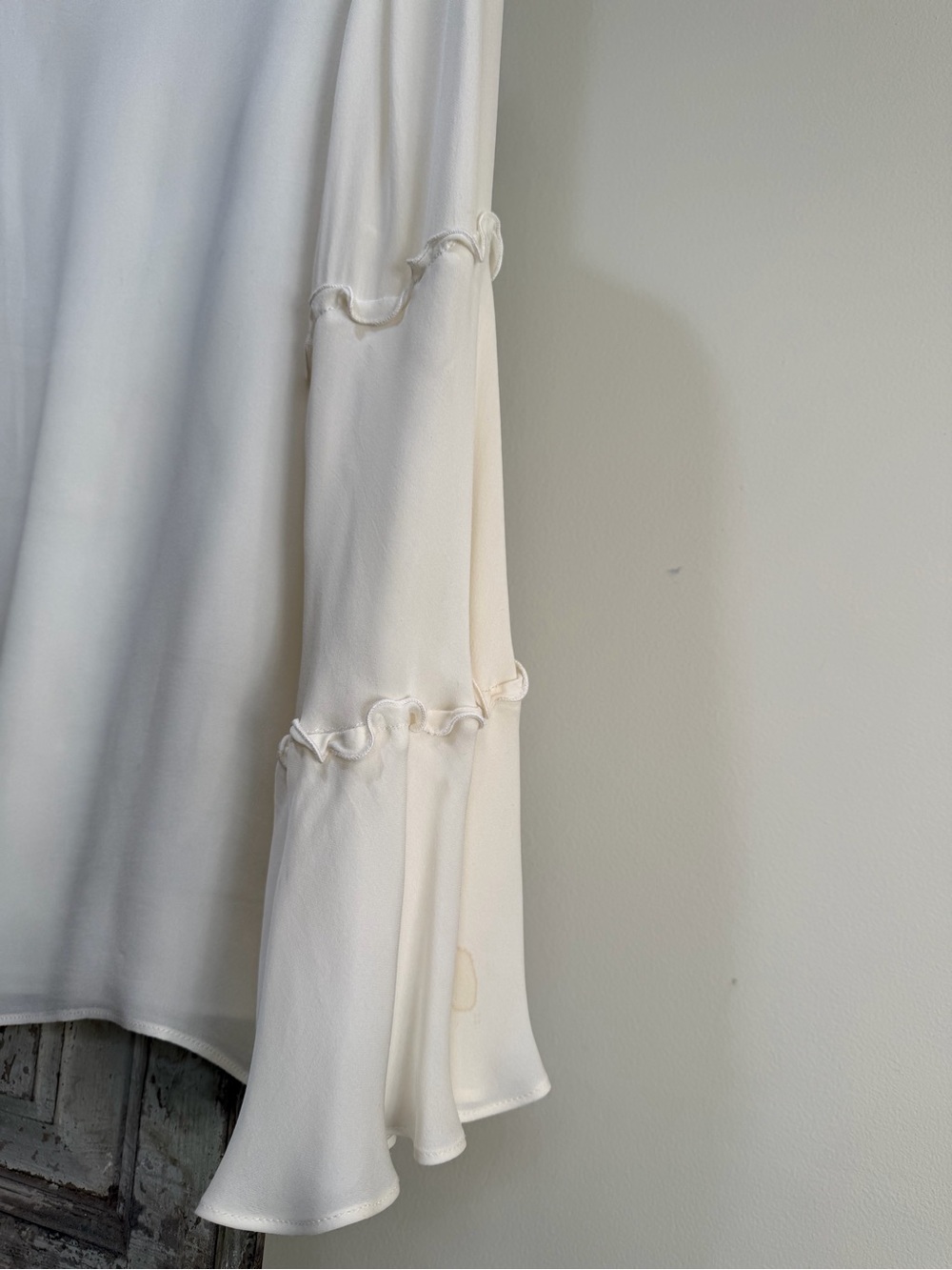Ivory Ruffle-Tier Bell Sleeve Blouse - Picture 2 of 5
